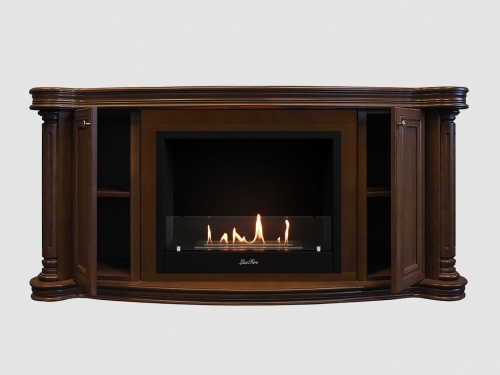 Каминный портал МДФ "Бетховен 1500" с биокамином Lux Fire "Фаер Бокс 1 - 30" (темный орех)