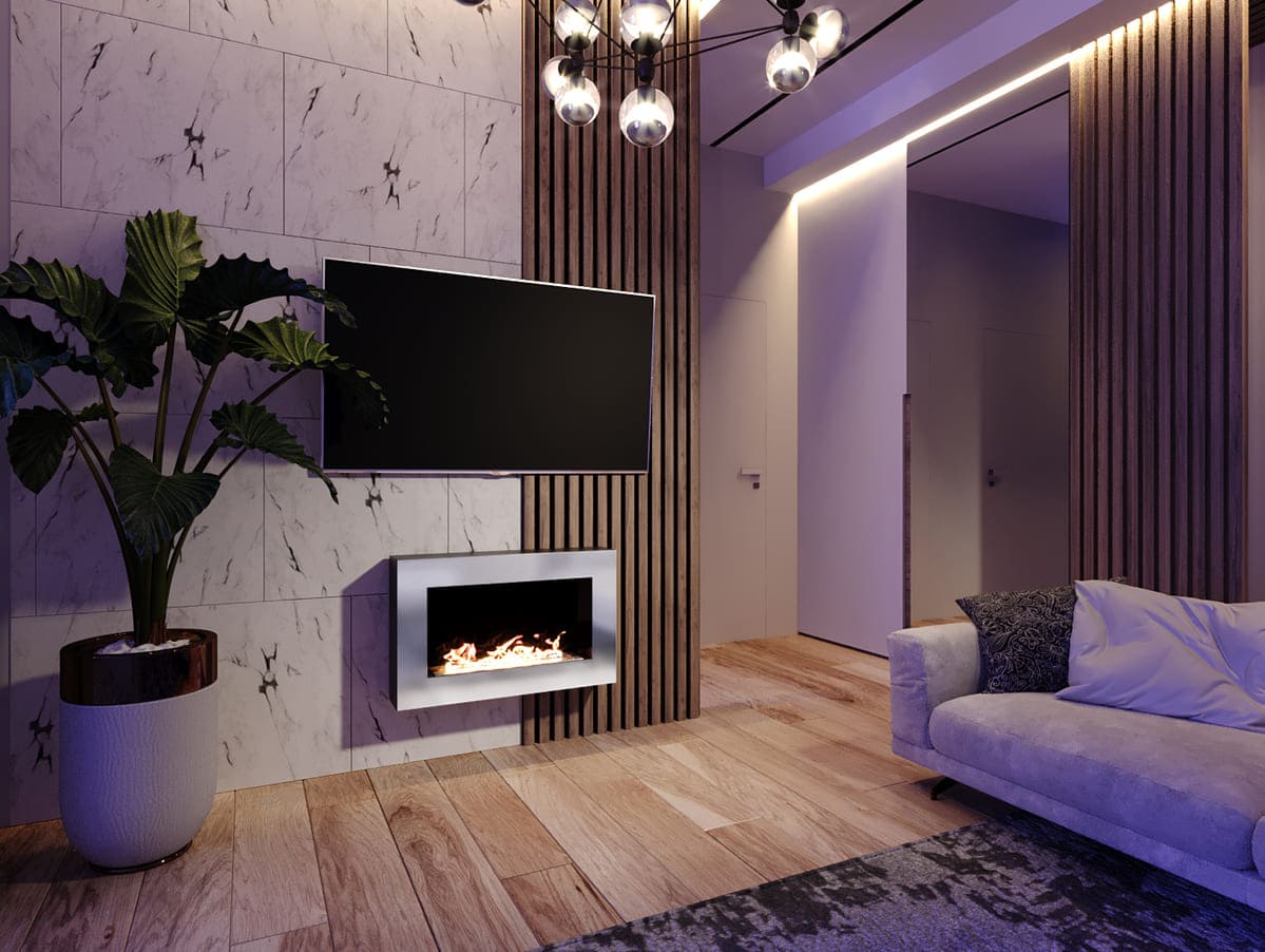 Биокамин "Русский огонь" Хай-тек 800N настенный (высота 500мм.) с декоративным стеклом (стемалитом) по цене 34 100 руб.